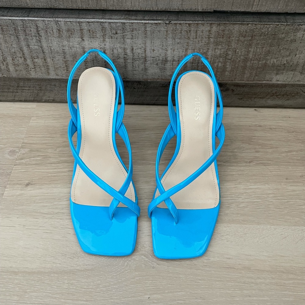 GUESS - SAILY WOMENS FAUX LEATHER SLIP ON SLINGBACK HEELS